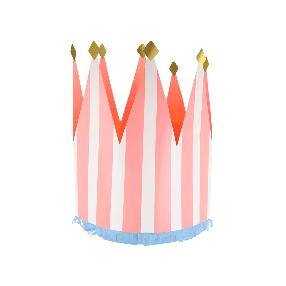Meri Meri Paper Crowns, Striped – Set of 8