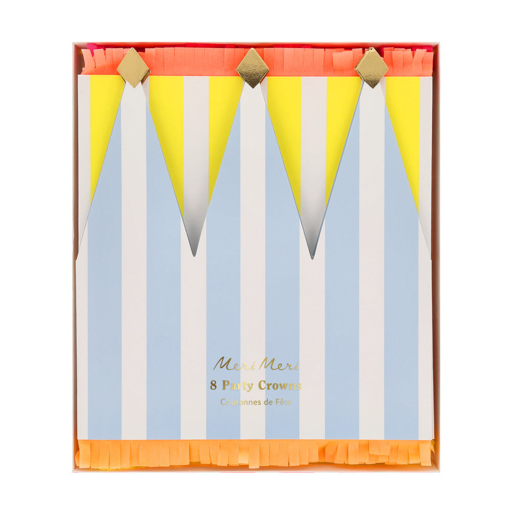 Meri Meri Paper Crowns, Striped – Set of 8