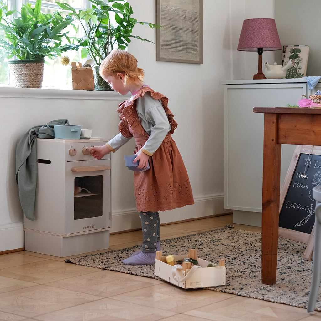 Sebra Wooden Play Kitchen, Beige,