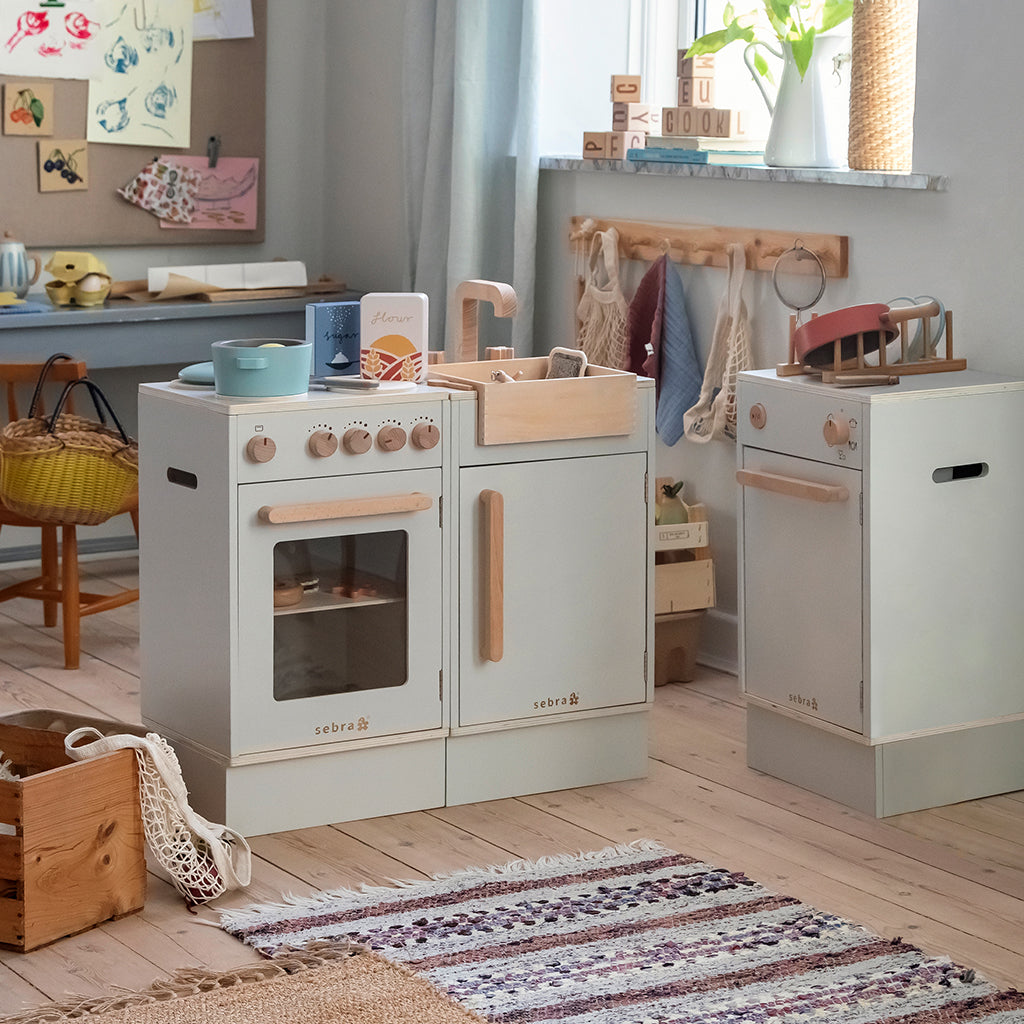 Sebra Wooden Play Kitchen, Beige,