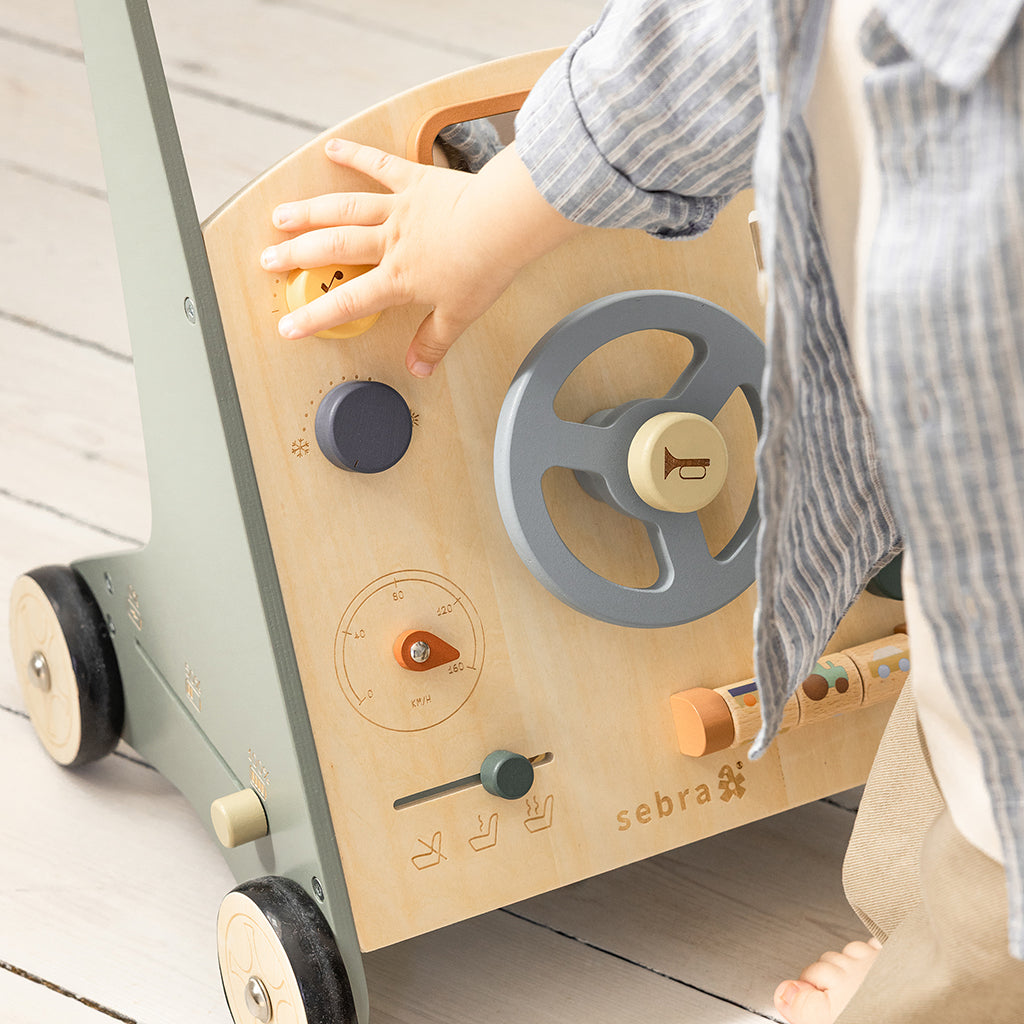 Sebra Wooden Walker with Activities, Car
