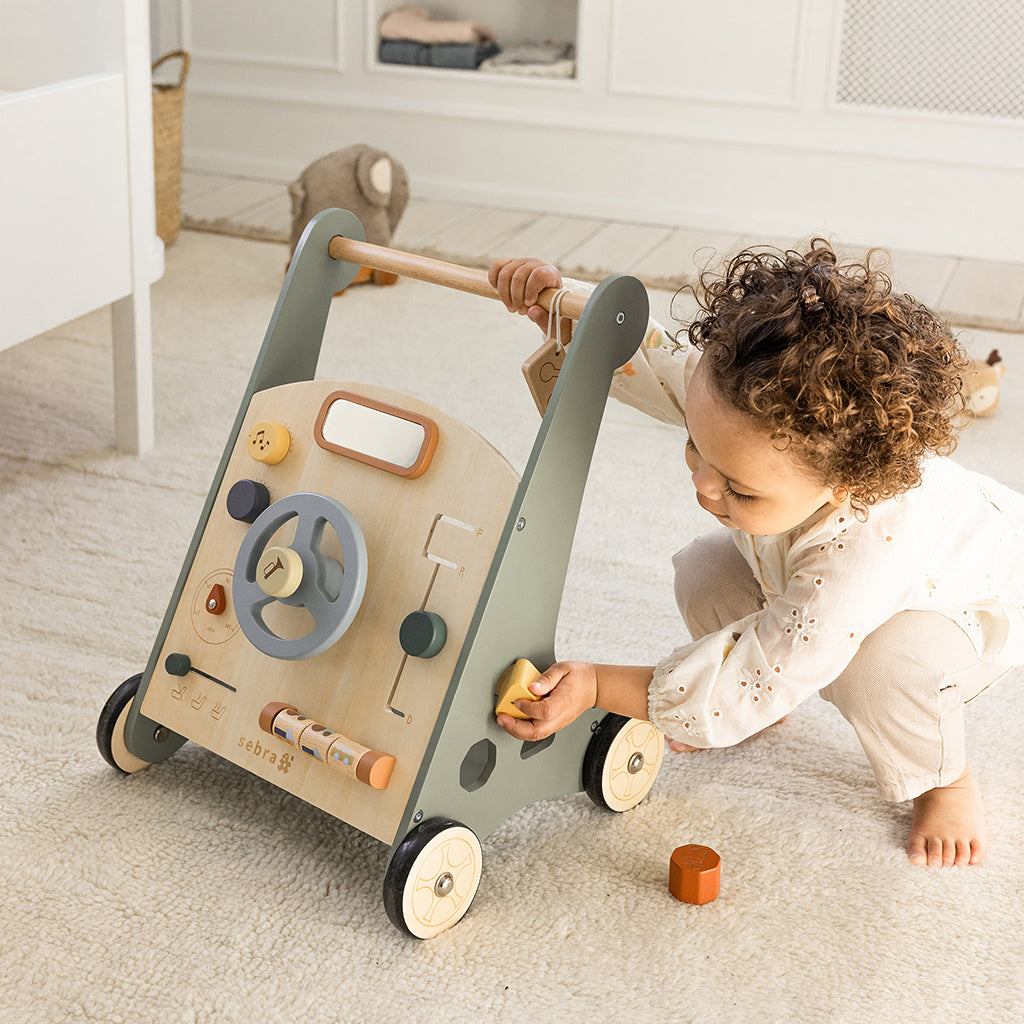 Sebra Wooden Walker with Activities, Car