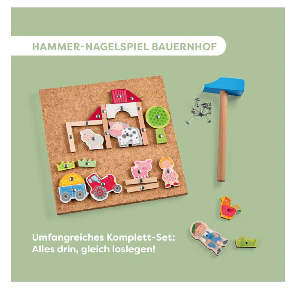 Haba Hammer Mosaic with Nails, Farmyard