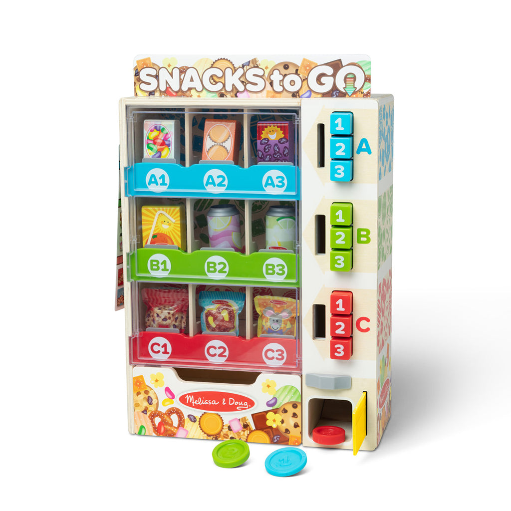 Melissa & Doug Play Food, Snack Vending Machine – 16-Piece Set