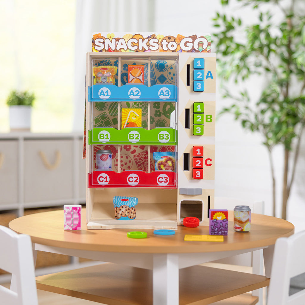 Melissa & Doug Play Food, Snack Vending Machine – 16-Piece Set