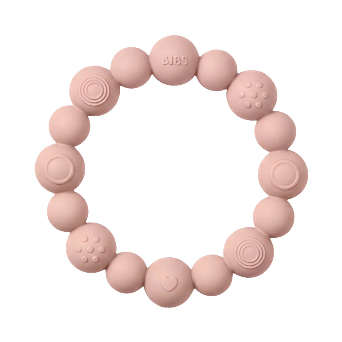 Bibs Silicone Teething Ring, Beaded - Blush