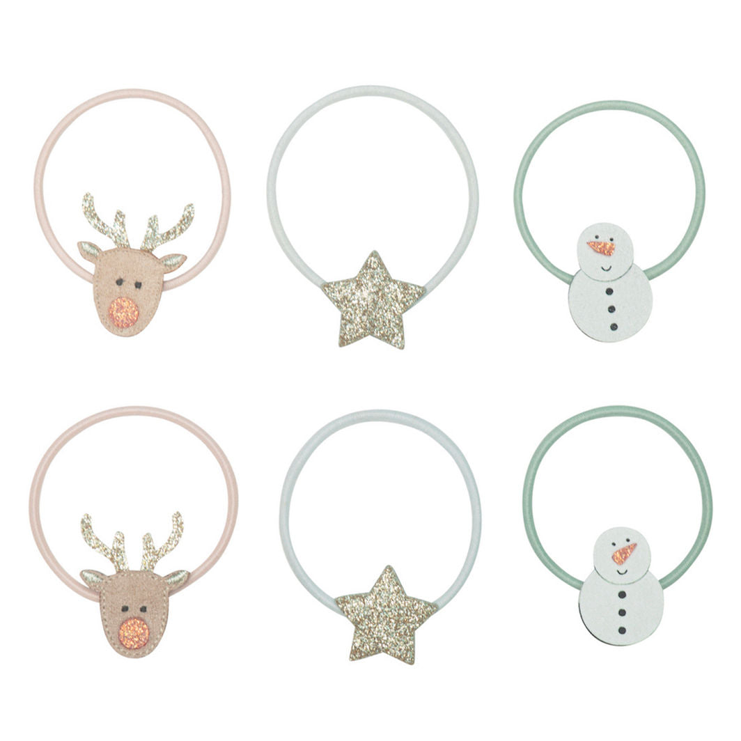 Mimi & Lula Hair Accessories, 6 Hair Elastics - Reindeer Christmas