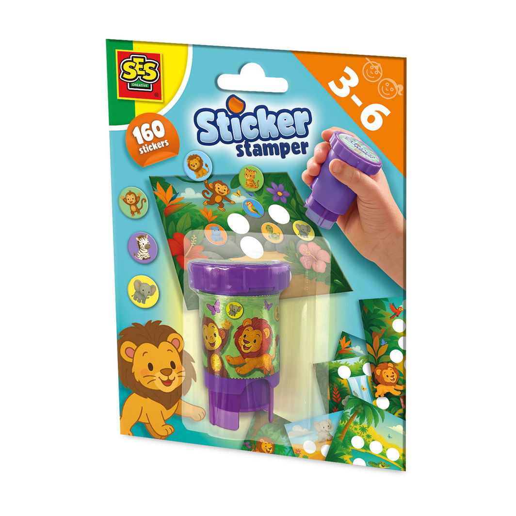 SES Creative Stamp Set with Stickers, Jungle Animals