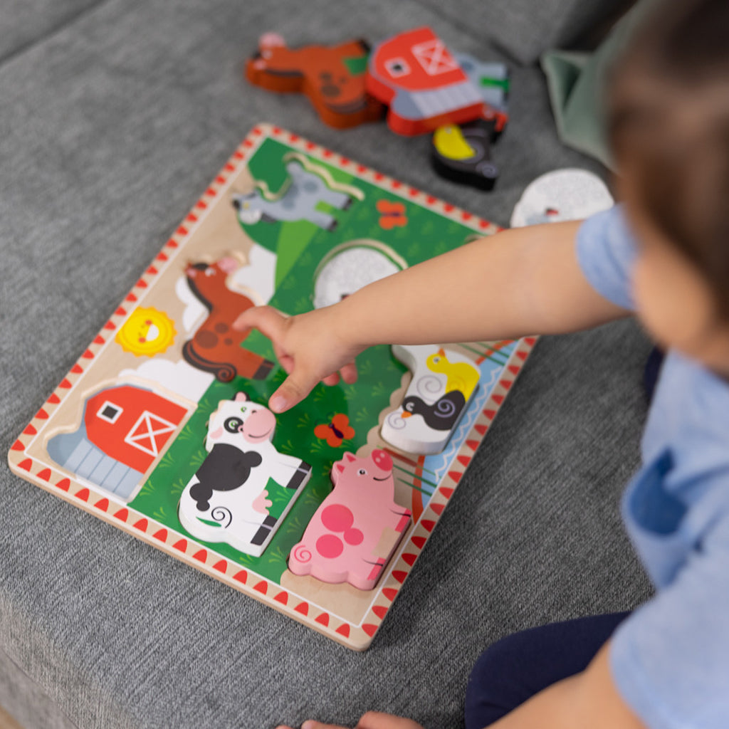 Melissa & Doug Wooden Puzzle with Large Pieces, Farm - 8 Pieces