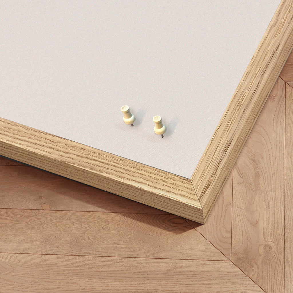 Notice Board with Oak Frame, Coconut Milk - 62 x 42 cm