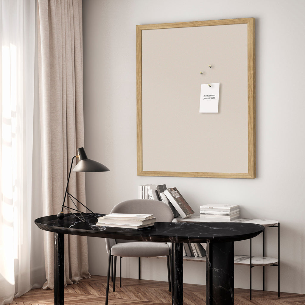 Notice Board with Oak Frame, Coconut Milk - 62 x 42 cm