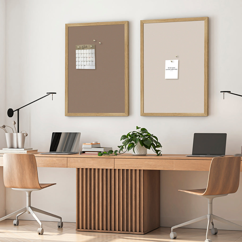 Notice Board with Oak Frame, Coconut Milk - 62 x 42 cm