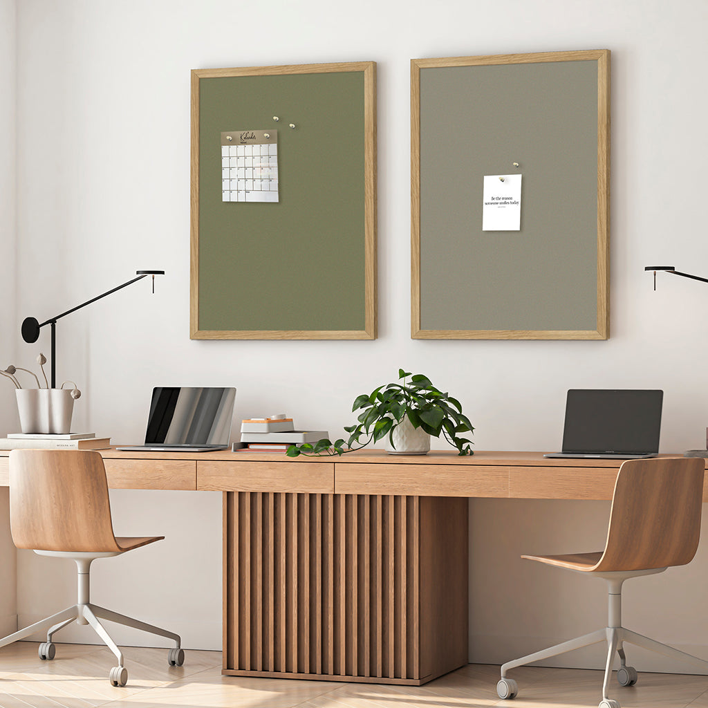 Notice Board with Oak Frame, Green Symphony 62 x 42 cm
