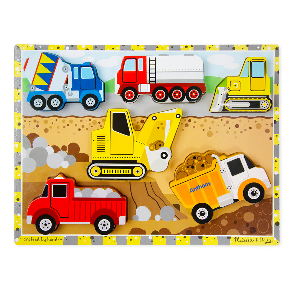 Melissa & Doug Wooden Puzzle with Large Pieces, Vehicles - 6 Pieces