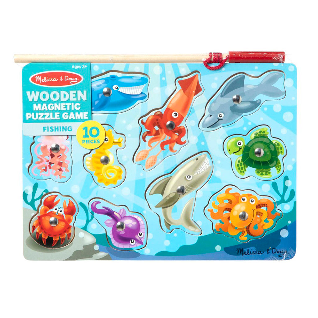 Melissa & Doug Magnetic Wooden Puzzle with Fishing Rod, 10 Pieces