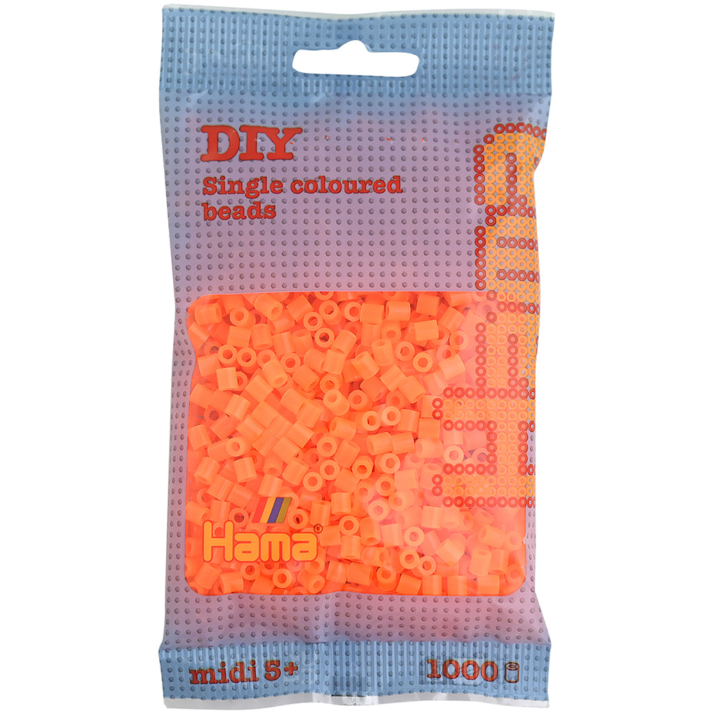 Hama Midi Beads in a Bag, Neon Orange - 1000 pcs