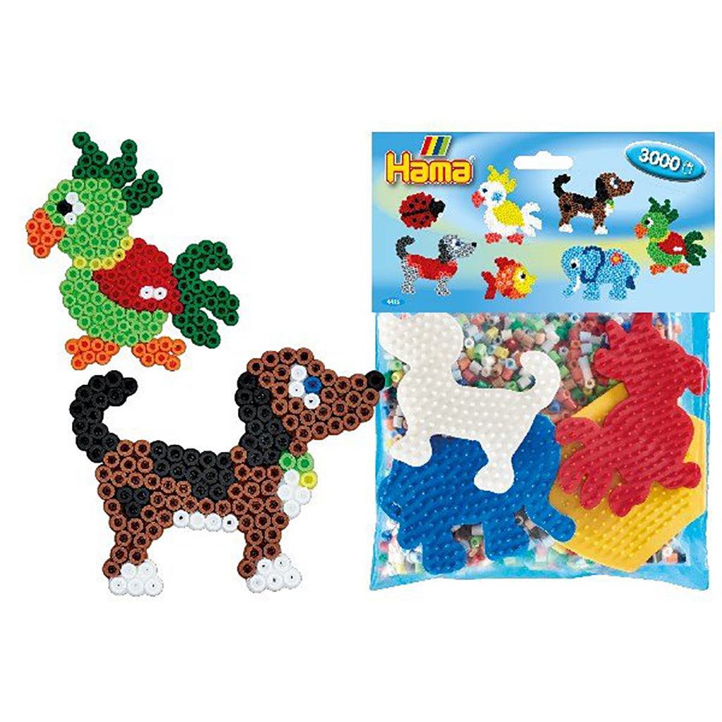 Hama Midi Group Pack, 4 Pegboards + 3000 Beads - Animals