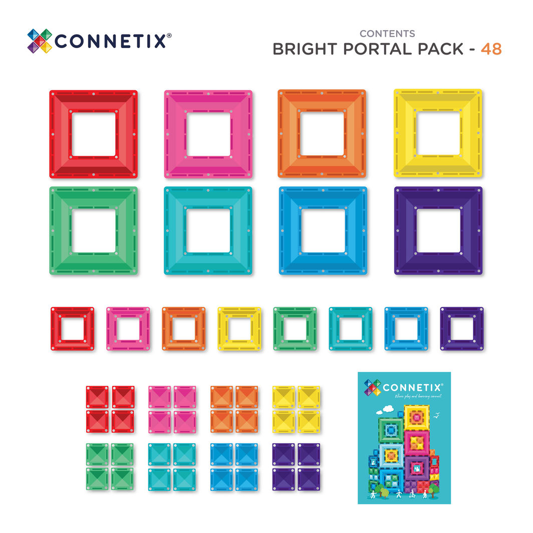 Connetix Bright Portal Pack, Magnetic Building Set with 48 Pieces