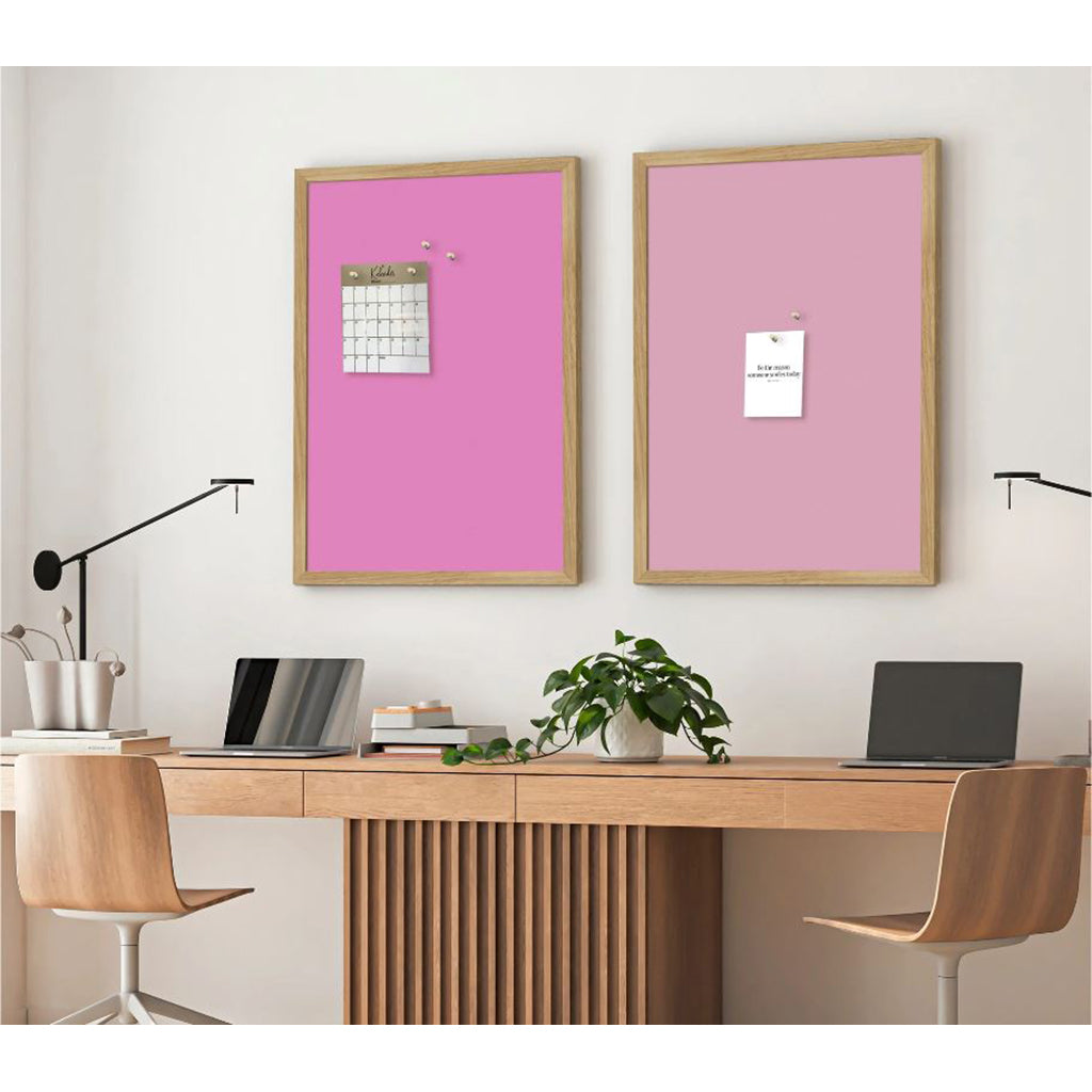 Bulletin Board with Oak Frame, Bubblegum 62 x 42 cm