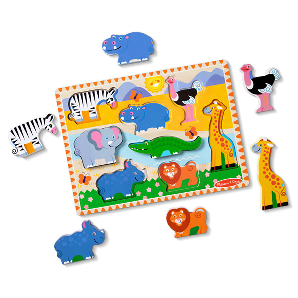 Melissa & Doug Wooden Puzzle with Large Pieces, Safari - 8 Pieces