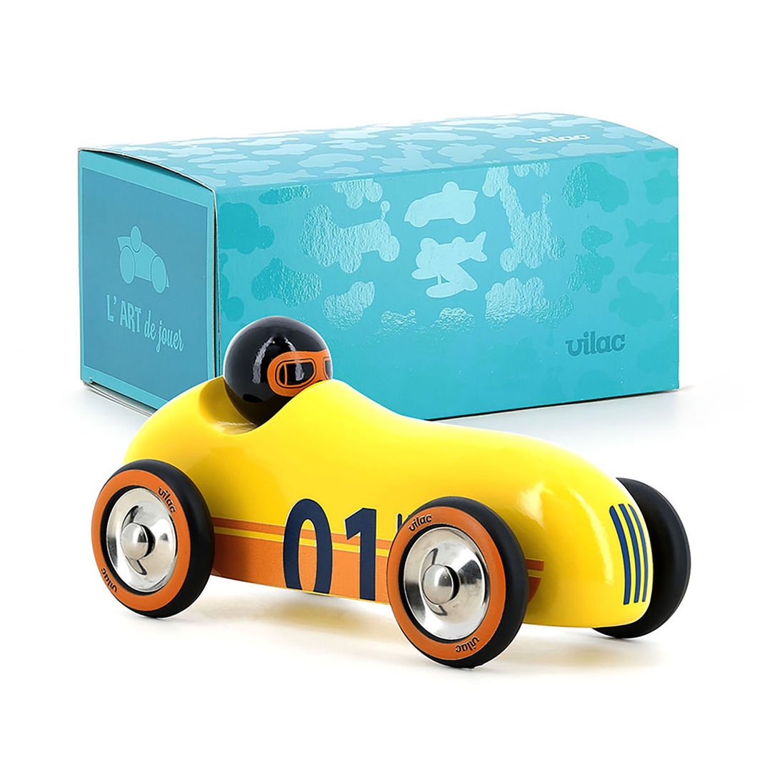 Vilac Vintage Race Car, Old Sport - Yellow