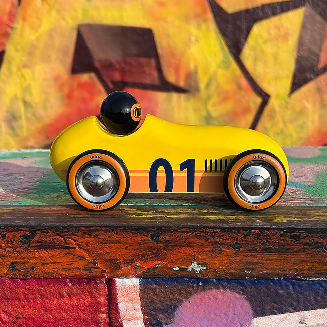 Vilac Vintage Race Car, Old Sport - Yellow