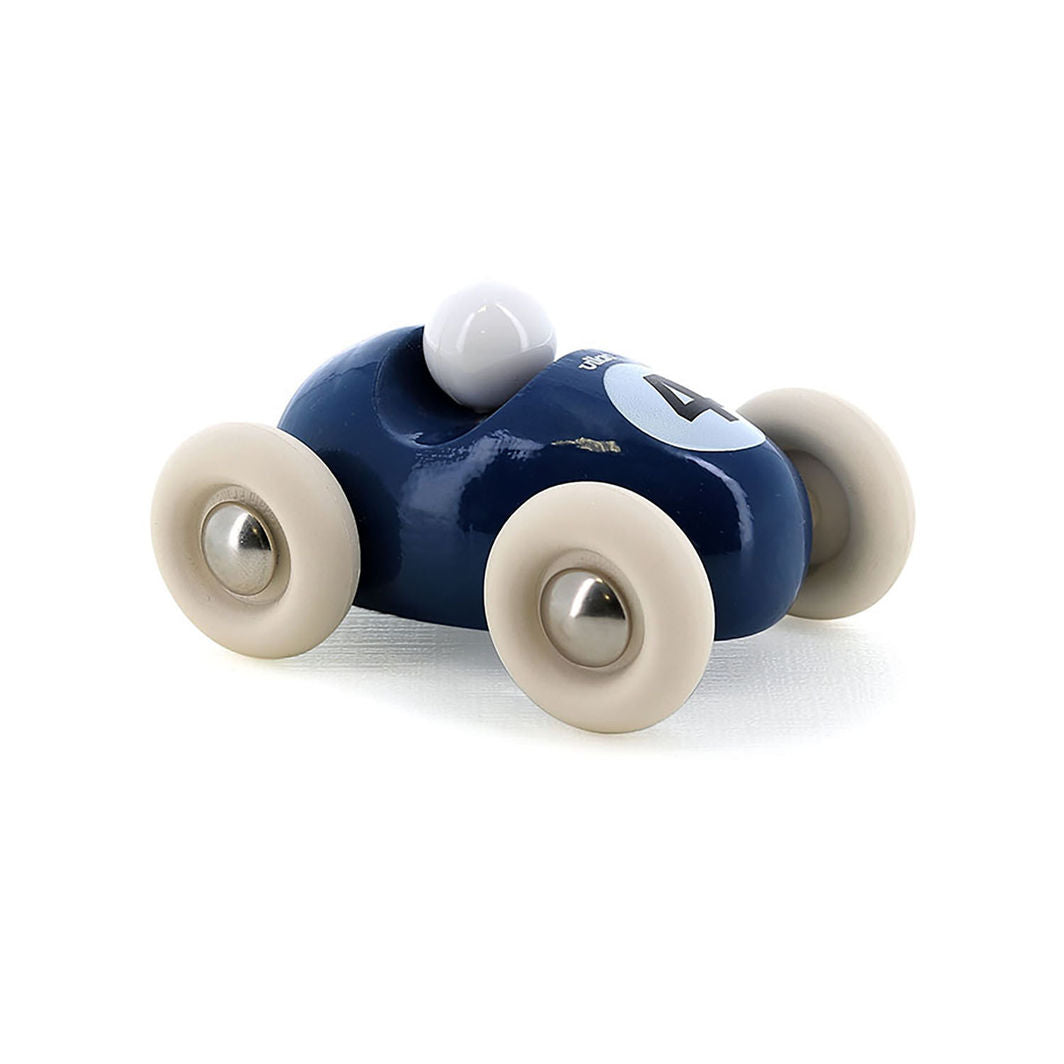 Vilac Vintage Mini Racer Car, No. 4 - Navy Blue