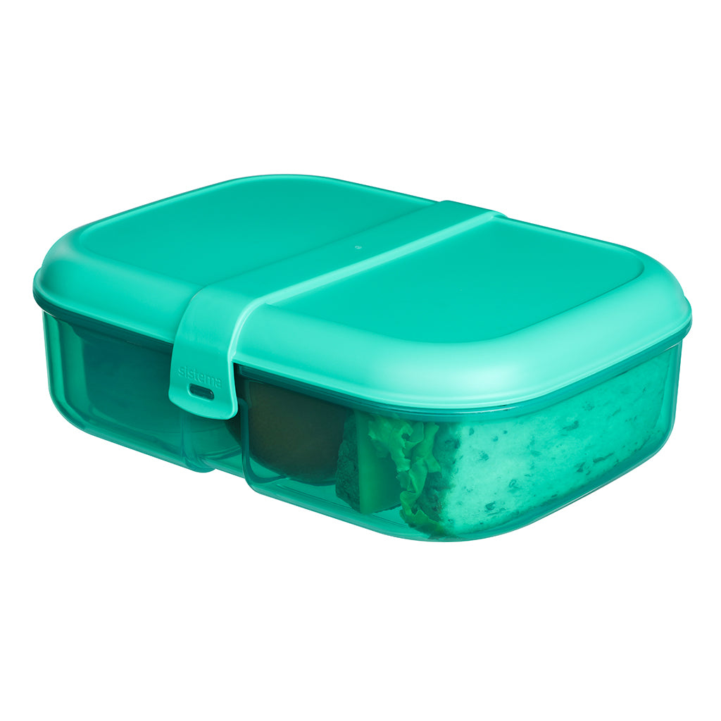 Sistema Ribbon Lunch Box with Removable Compartment, 1.1L - Teal