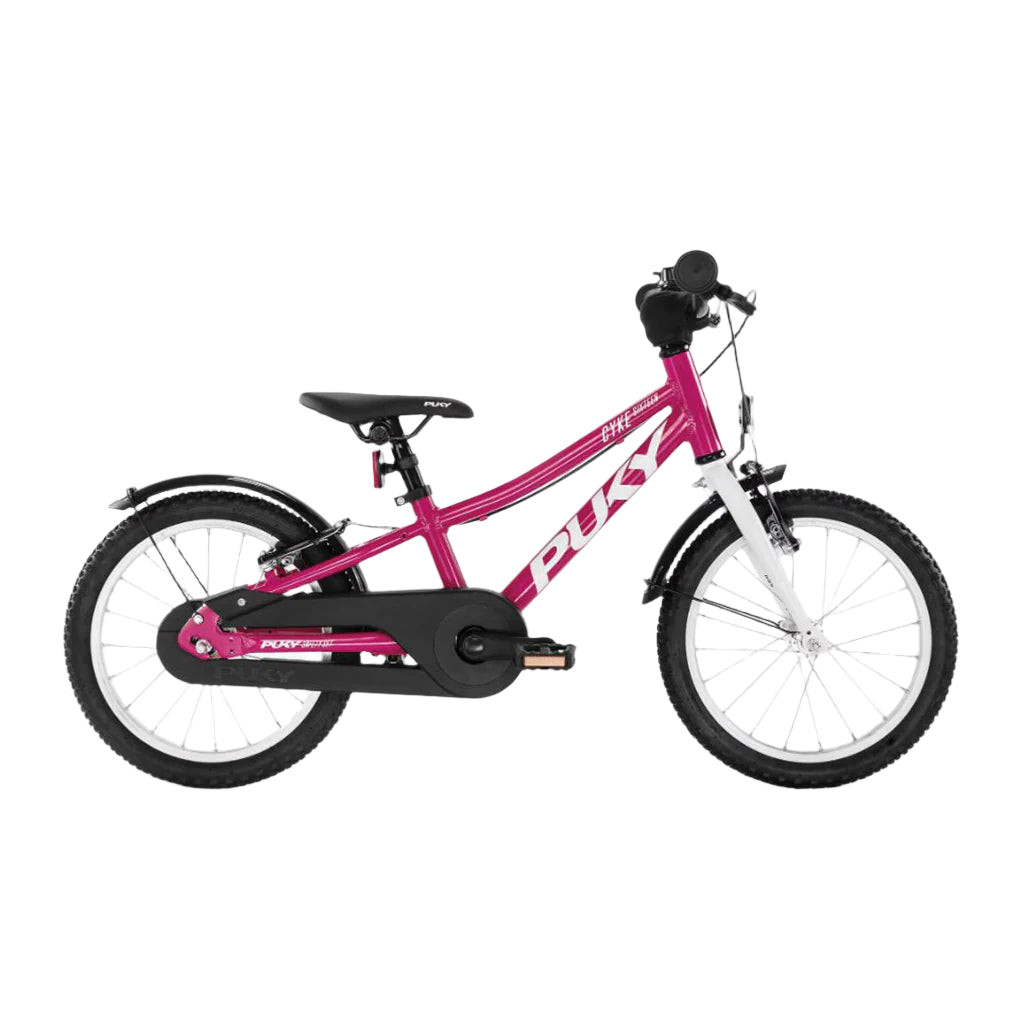 Puky Cyke 16" Free Wheel Kids Bike with Handbrake Only, Berry/White - Suitable for Ages 4 and Up