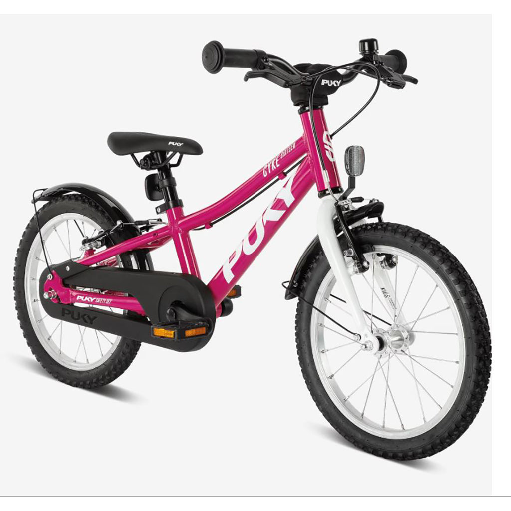 Puky Cyke 16" Free Wheel Kids Bike with Handbrake Only, Berry/White - Suitable for Ages 4 and Up