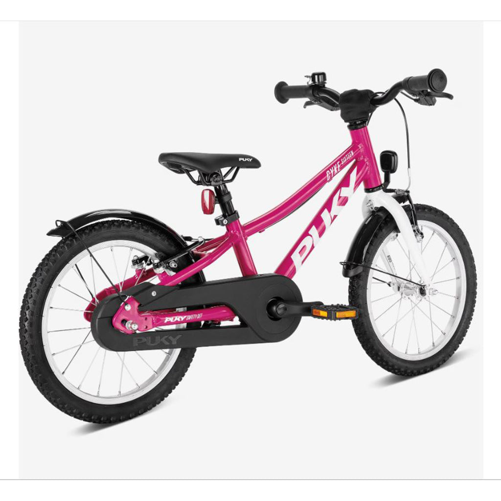 Puky Cyke 16" Free Wheel Kids Bike with Handbrake Only, Berry/White - Suitable for Ages 4 and Up