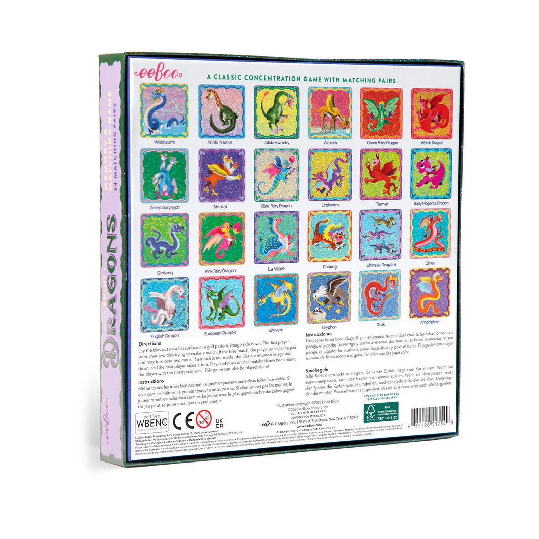 eeBoo Memory Game, Dragons and Glitter