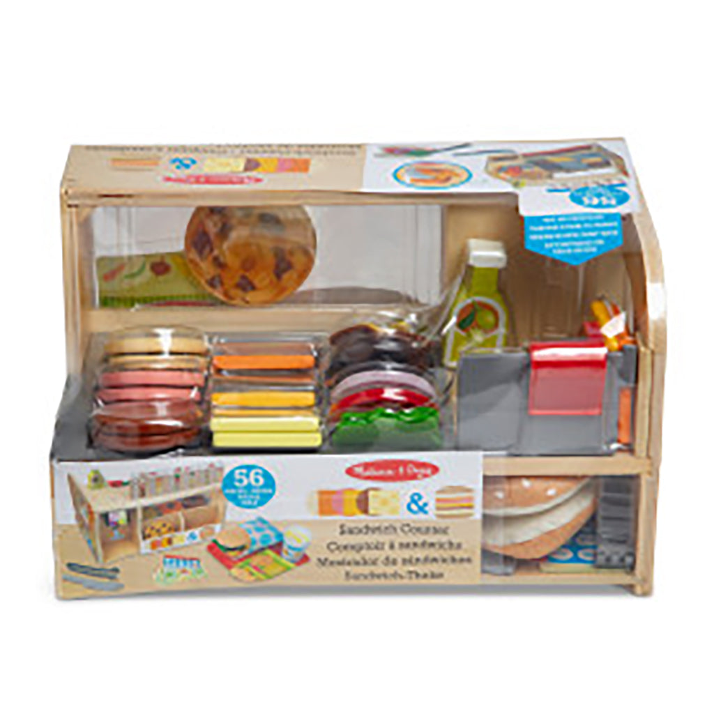 Melissa & Doug Wooden Play Food, Sandwich Bar - 56 Pieces