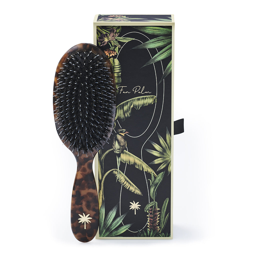 Fan Palm Premium Edition – Medium Brush with Boar and Nylon Bristles, Turtle Pattern