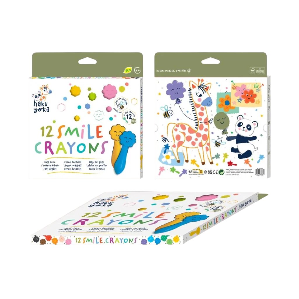 Haku Yoka, 12 Colored Crayons – Smiling Faces