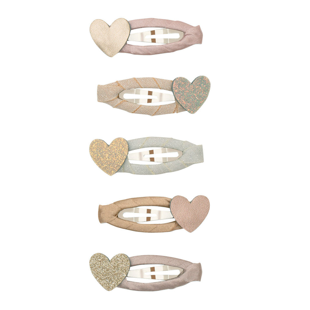Mimi & Lula Hair Accessories, 5 Hair Clips - Mini Heart Shimmer Enchanted