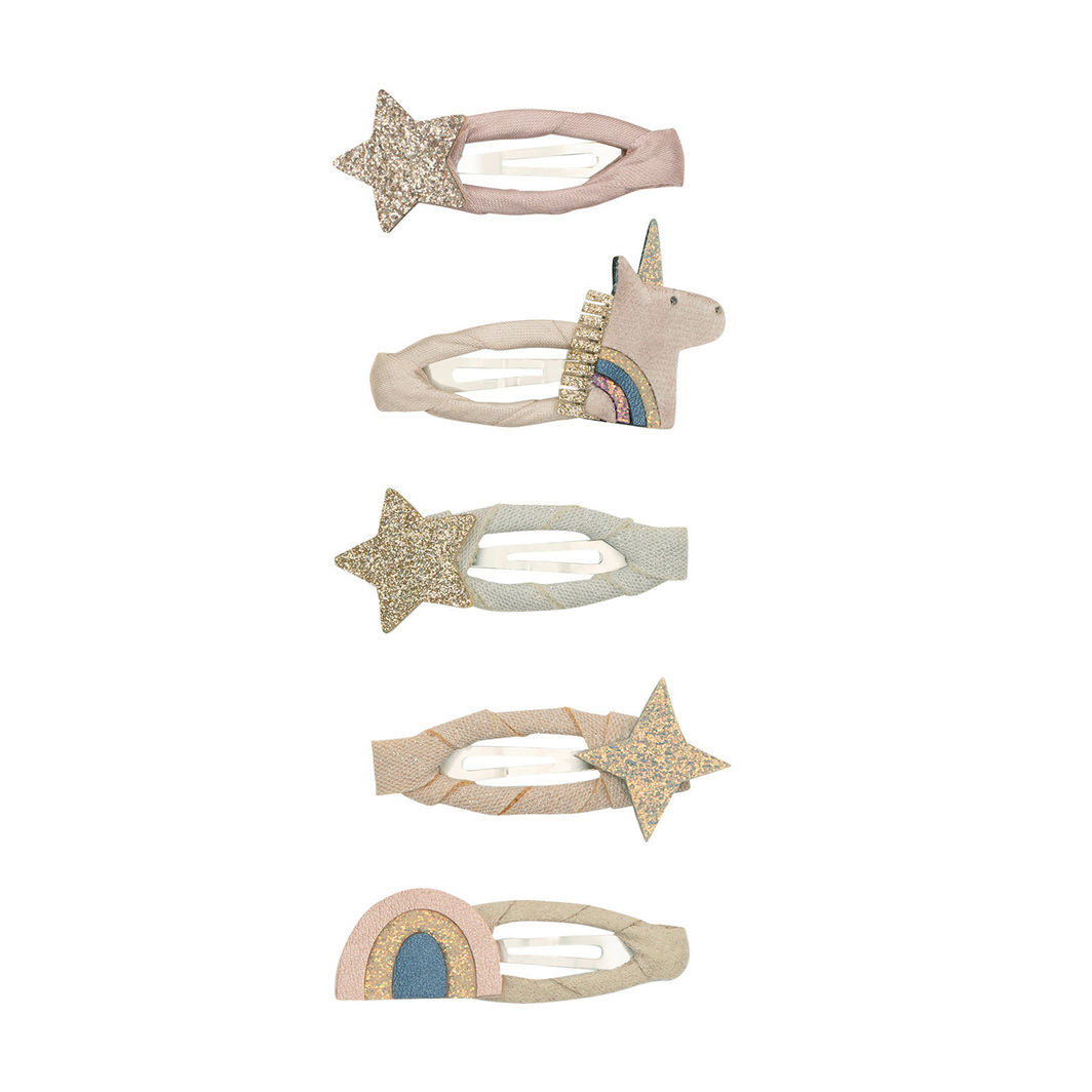 Mimi & Lula Hair Accessories, 5 Hair Clips - Mini Unicorn Celeste