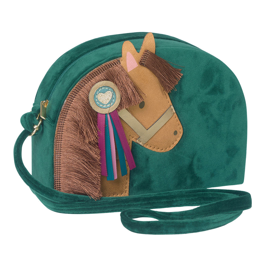 Mimi & Lula Shoulder Bag, Green Velvet Pony Pals