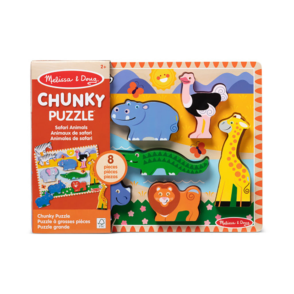 Melissa & Doug Wooden Puzzle with Large Pieces, Safari - 8 Pieces