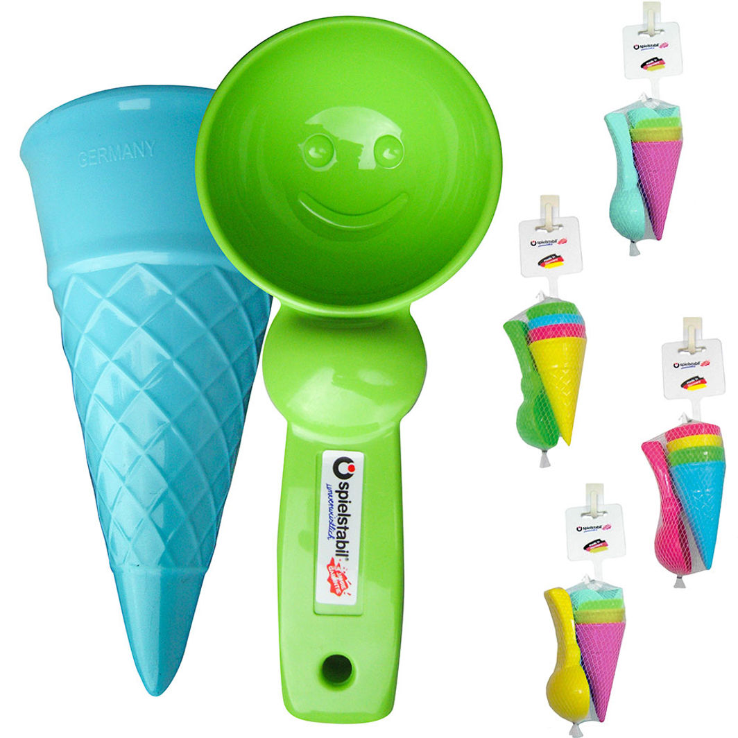 Spielstabil Sand Toys, Ice Cream Cones and Spoon in Mesh Bag - Fashion