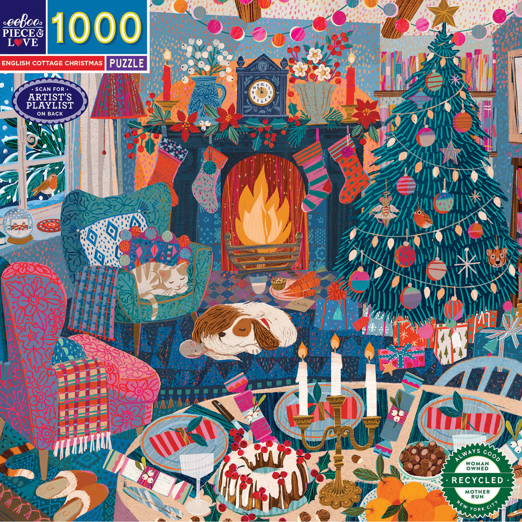 eeBoo Puzzle, 1000 pieces – English Cottage Christmas
