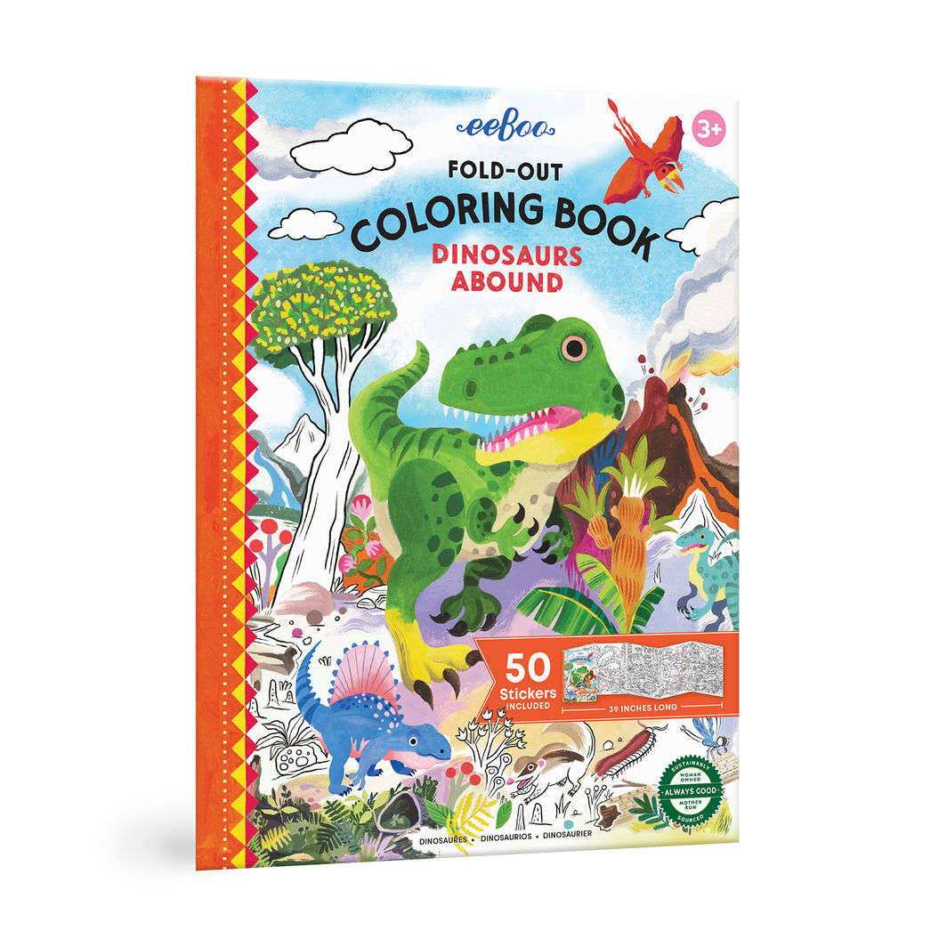 eeBoo Fold-Out Coloring Book, Dinosaurs