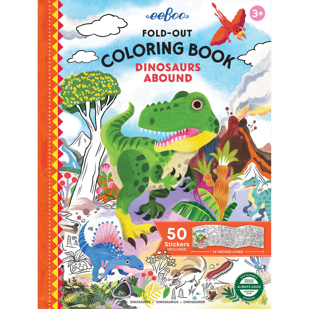 eeBoo Fold-Out Coloring Book, Dinosaurs