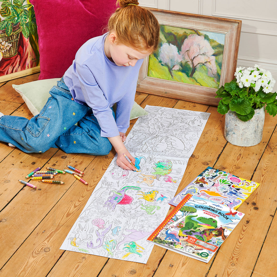 eeBoo Fold-Out Coloring Book, Dinosaurs
