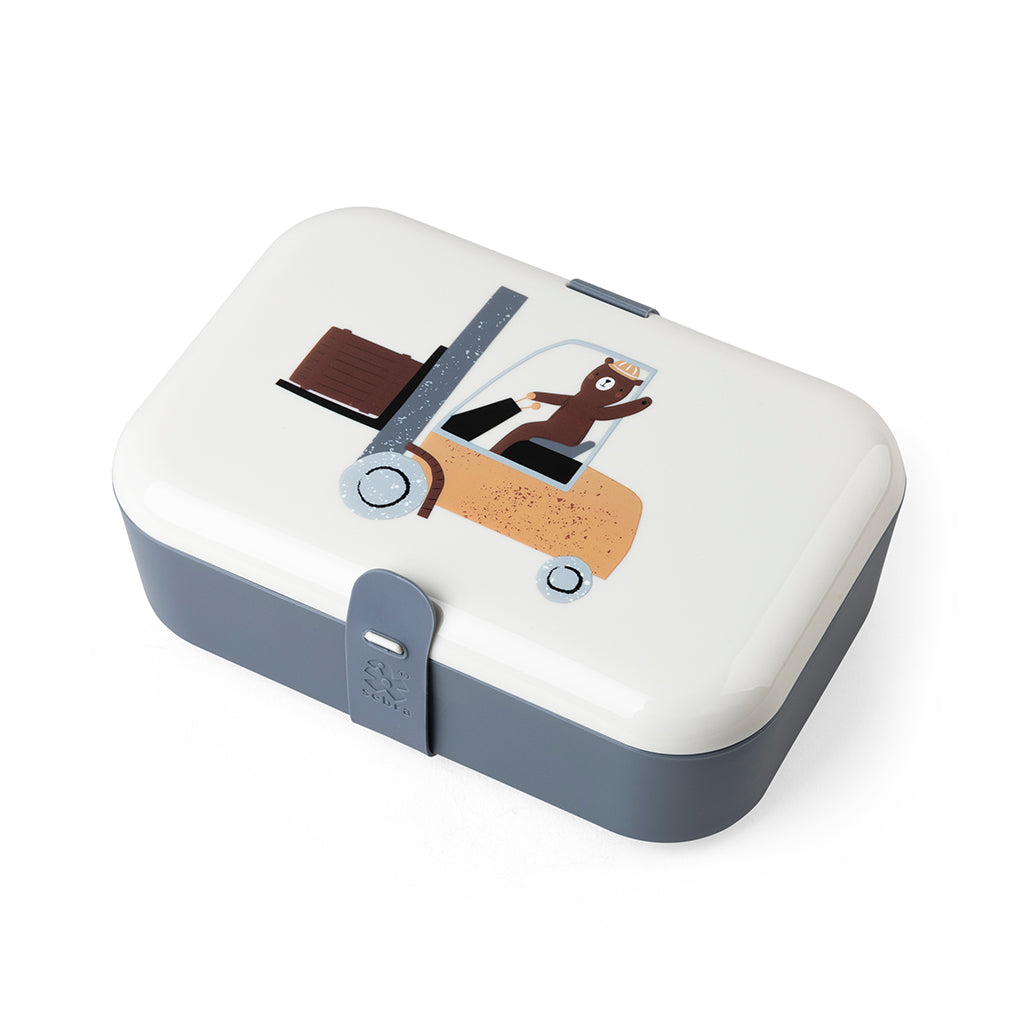 Sebra Lunch Box with Divider and Silicone Strap, Busy Builders