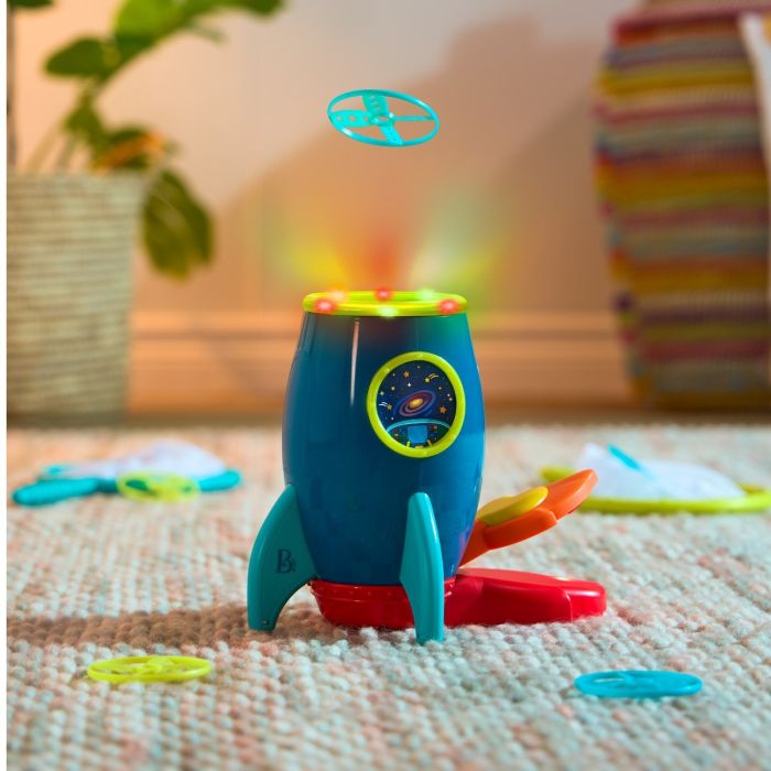 B Toys Rocket with Launcher, Catch Discs, and Racket