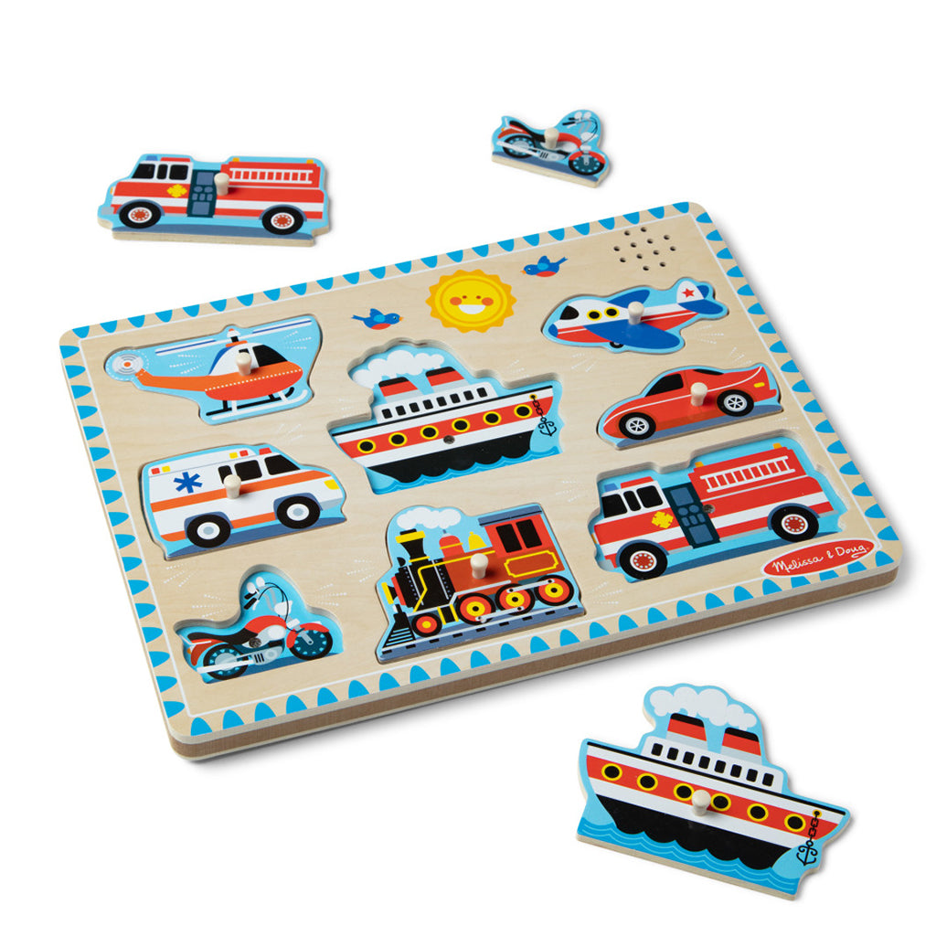 Melissa & Doug Sound Puzzle, Vehicles - 8 Pieces