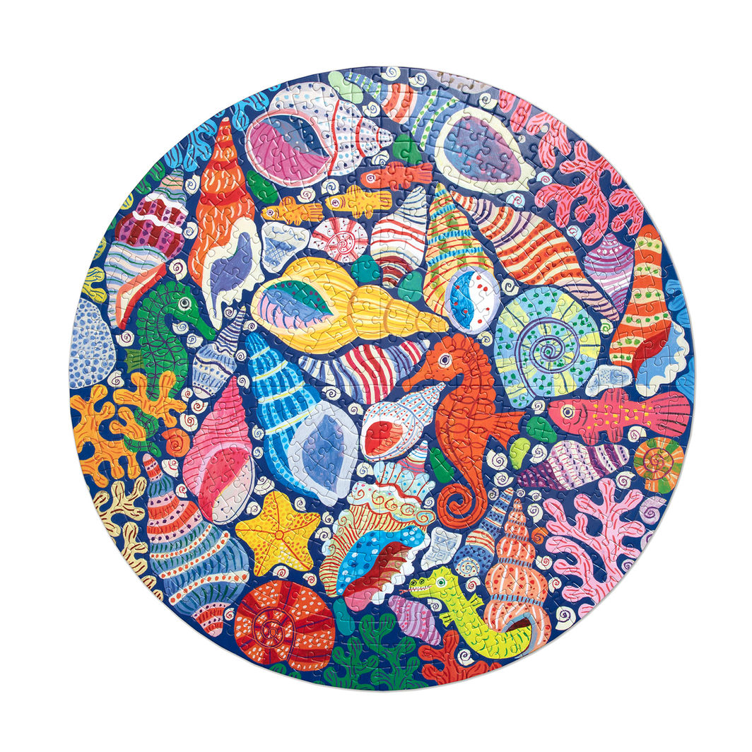 eeBoo Round Puzzle 500 Pieces, Seahorses Shells & Coral