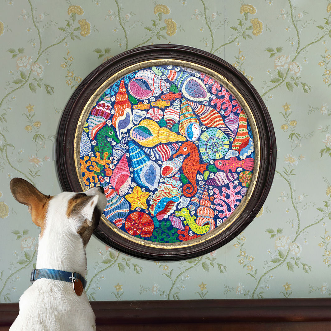 eeBoo Round Puzzle 500 Pieces, Seahorses Shells & Coral