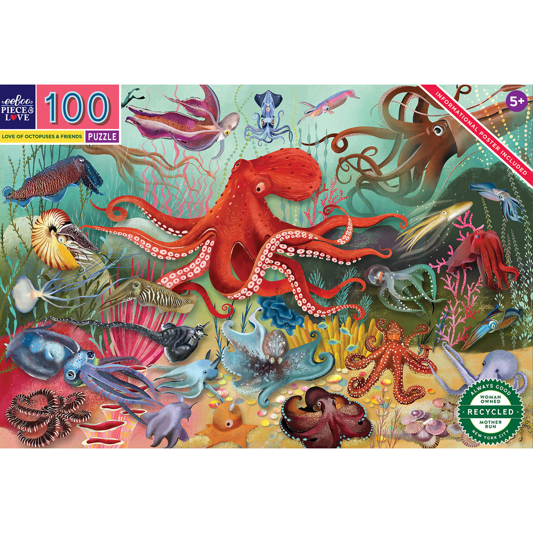 eeBoo Puzzle 100 Pieces, Love from the Octopus